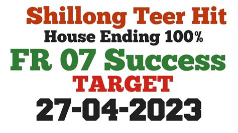 Shillong Teer Hit Number (House Ending Chart) 04/04/2024.
